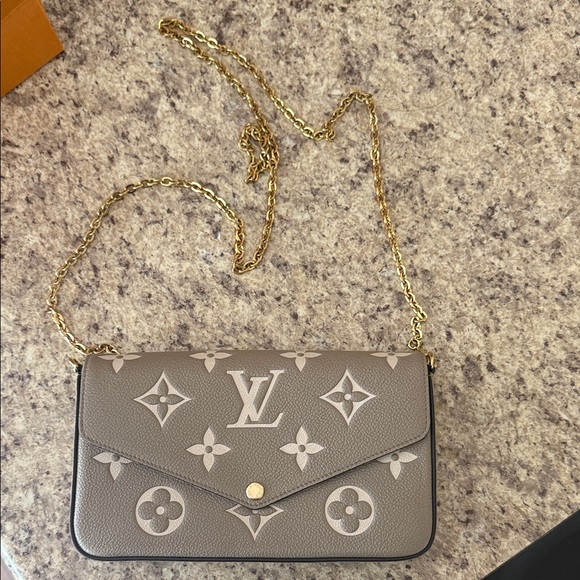 Louis Vuitton Gray and Gold Monogram Crossbody Bag - Picture 1 of 17